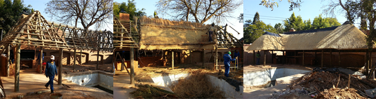 Building of new thatch roof